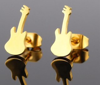 Náušnice kytara (ocel) zl