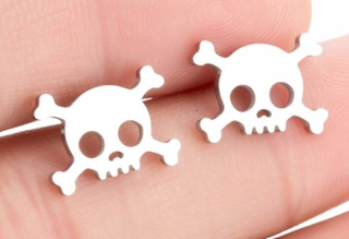 Náušnice lebka (ocel) st