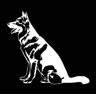 Samolepka (na auto, notebook) německý ovčák - bílá (6)