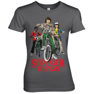 Dámské tričko Stranger Things - postavy - šedá