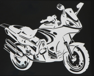 Samolepka (na auto, notebook) motorka - bílá 2