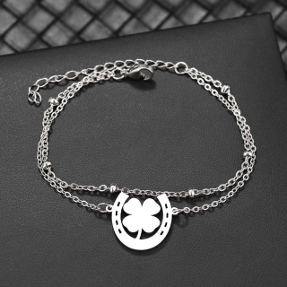 Náramek čtyřlístek a podkova (ocel)