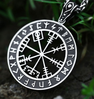 Řetízek Vegvísir - kompas (2) - ocel