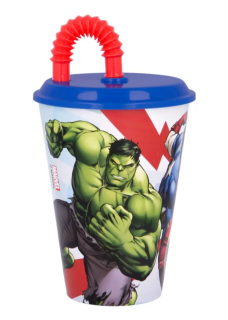 Plastový kelímek s brčkem Avengers - 430 ml