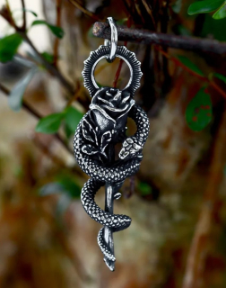 Řetízek had s růží (ocel)