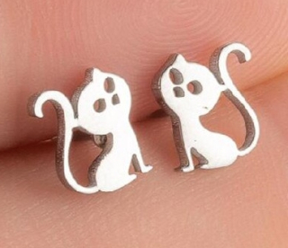 Náušnice kočka (ocel) 10