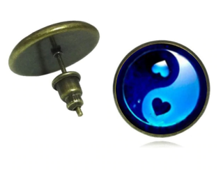 Náušnice Yin yang (11) - srdce - br