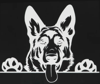 Samolepka (na auto, notebook) německý ovčák - bílá (8)