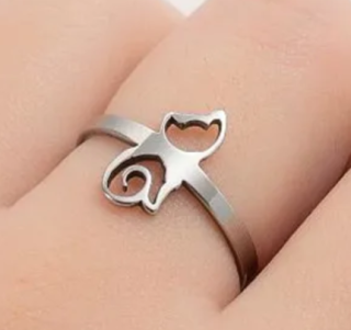 Prsten kočka - ocelový 