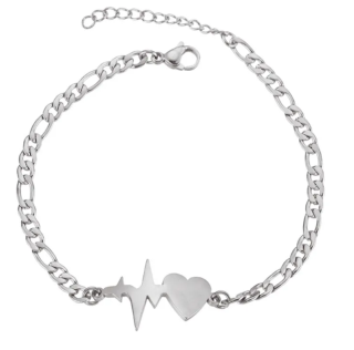 Náramek pulz a srdce (ocel)