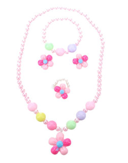 Řetízek, náramek, náušnice a prsten květina