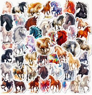 Set 50 samolepek kůň (2)