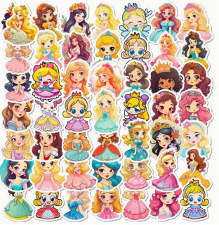 Set 50 samolepek princezna