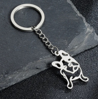 Klíčenka pes - francouzský buldoček (ocel)