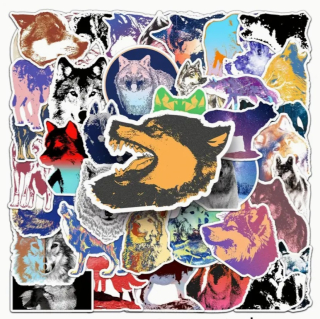 Set 50 samolepek vlk (3)