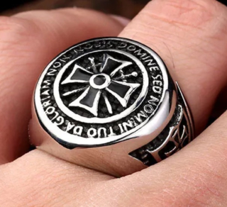 Prsten templářský kříž - ocelový (3)