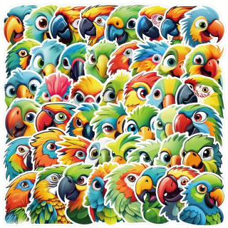 Set 50 samolepek papoušek