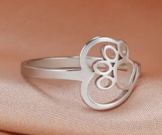 Prsten tlapka a srdce (ocel)