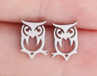 Náušnice sova (ocel) 2