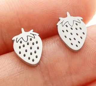Náušnice jahoda - ocel