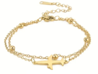 Náramek letadlo (ocel) - zlatá