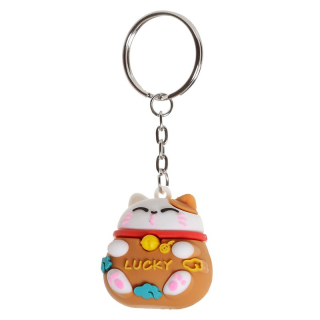 Klíčenka kočka - Maneki Neko - oranžová
