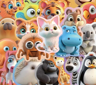 Set 50 samolepek zvířátka (4)