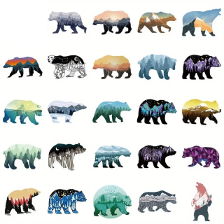 Set 50 samolepek medvěd (3)