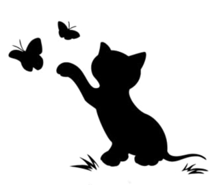 Samolepka (na auto, notebook) Kočka a motýlci (čn)