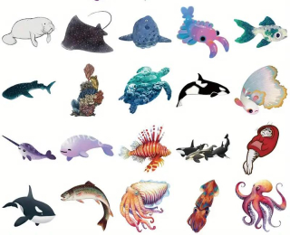 Set 50 samolepek podmořský život (3)