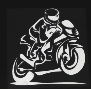 Samolepka (na auto, notebook) motorkář - bílá 3