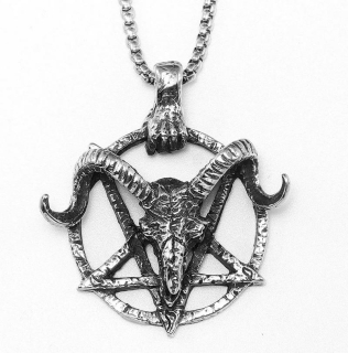 Řetízek pentagram s kozlem (ocelový)
