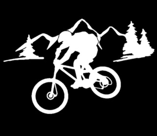 Samolepka (na auto, notebook) cyklista - bílá (9)