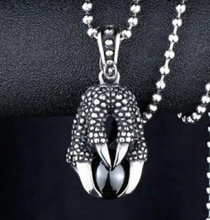 Řetízek pařát s perlou (ocelový) - černá