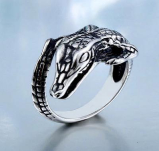 Prsten krokodýl - ocelový