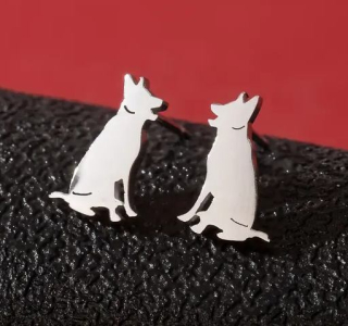 Náušnice pes - německý ovčák (ocelové) 