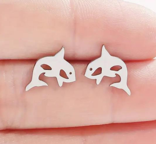 Náušnice delfín (ocel) 4