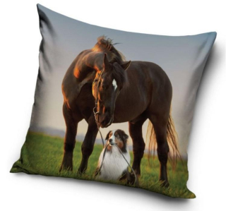 Povlak na polštář kůň a border kolie -  40 x 40 cm