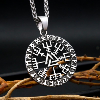 Řetízek Vegvísir - kompas (8) - ocelový