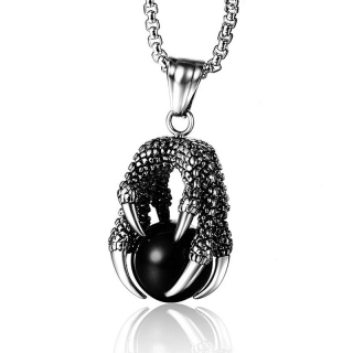 Řetízek pařát s perlou (ocelový) - černá (2)
