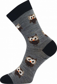 Ponožky sova - dámské - z merino vlny