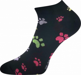 Ponožky zvířecí tlapičky - dámské (černá)
