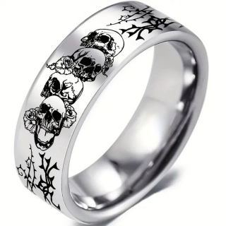 Prsten lebky - ocelový (14)