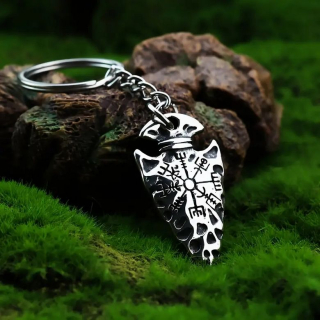 Klíčenka Vegvísir - kompas (ocelová)