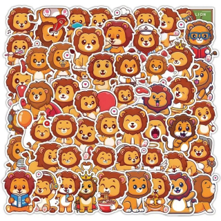 Set 50 samolepek lev (3)