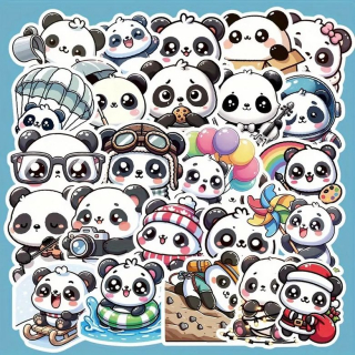 Set 50 samolepek panda (6)