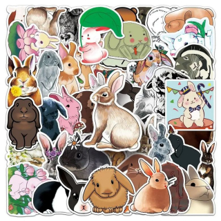 Set 50 samolepek zajíček králíček (3)