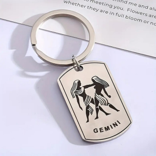 Klíčenka znamení zvěrokruhu - blíženci - ocelová