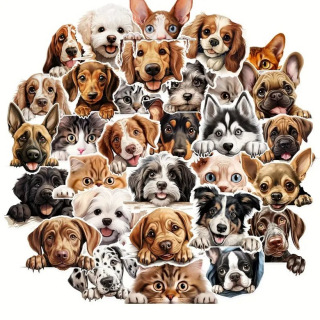 Set 50 samolepek pes a kočka