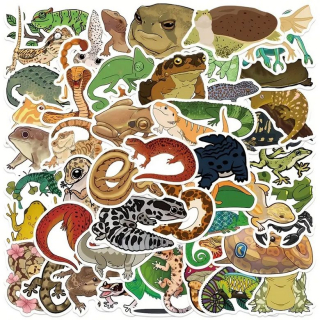 Set 50 samolepek ještěrka a žába
